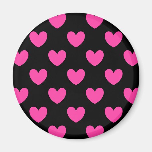 Fuchsia roze polka harten zwart magneet (Voorkant)