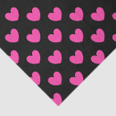 Fuchsia roze polka harten zwart tissuepapier (Detail)