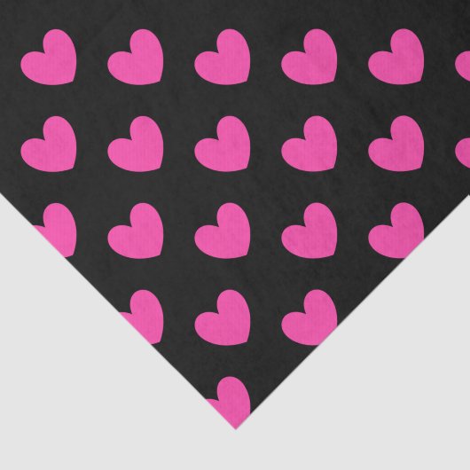 Fuchsia roze polka harten zwart tissuepapier (Detail)