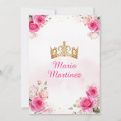 Fuchsia Roze Prinses Floral Goud Quinceañera Kaart (Achterkant)