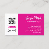 Fuchsia Roze QR Code Foto Sociale Media Iconen Visitekaartje (Voorkant)