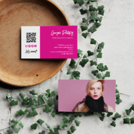 Fuchsia Roze QR Code Foto Sociale Media Iconen Visitekaartje