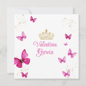 Fuchsia Roze Quinceañera 15 Anos Gouden Verjaardag Kaart (Achterkant)