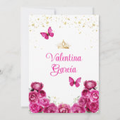 Fuchsia Roze Quinceañera 15 Anos Kroon Verjaardag Kaart (Achterkant)