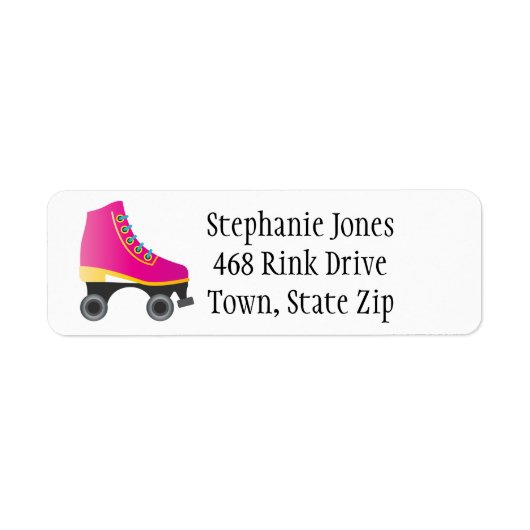 Fuchsia Roze Roller Skates Schaatsen Label (Voorkant)