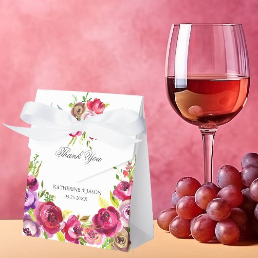 Fuchsia roze Roses Chic Spring Floral Wedding Bedankdoosjes