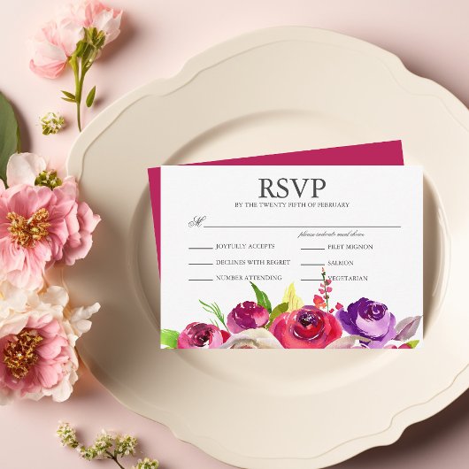 Fuchsia roze roses Garden Weddenschap Meal RSVP-ka