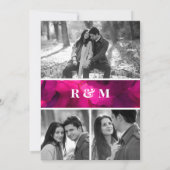 Fuchsia Roze Rozen Foto Collage Trouwdag Save The Date (Achterkant)