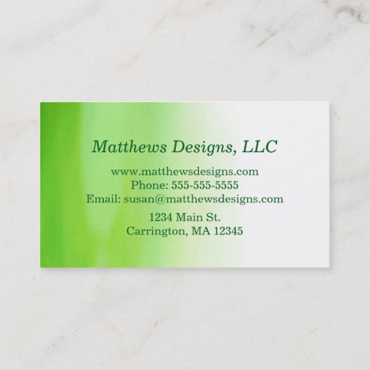 Fuchsia roze rozen op een lichtgroene achtergrond visitekaartje (Achterkant)