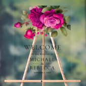 Fuchsia Roze Rozen Trouw Welkom Acryl Bord (Neutraal)