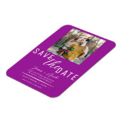 Fuchsia Roze Save the Date Foto Bruiloft Magneet (Linkerzijde)