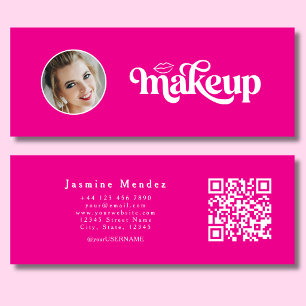 Fuchsia Roze Schoonheid Professionele MUA Foto Qr Mini Visitekaartje