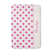 Fuchsia Roze Schoppenaas Patroon met naam Fancy Badmat (Voorkant Verticaal)