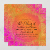 Fuchsia Roze Sinaasappel Goud Indiase Mandala Brui Kaart (Voorkant / Achterkant)