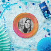 Fuchsia Roze Sinaasappel Goud Mandala FOTO Party Papieren Bordje (Feest)