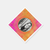 Fuchsia Roze Sinaasappel Goud Mandala FOTO Party Servetten (Hoek)