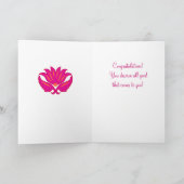 Fuchsia Roze Sinaasappel Parijse Damast Gefelicite Kaart (Binnen)