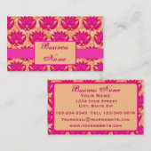 Fuchsia Roze Sinaasappel Parijse Damast Graphic Ar Visitekaartje (Voorkant / Achterkant)