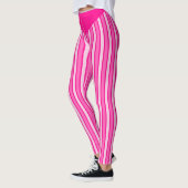 Fuchsia & Roze Streep Leggings met Aangepaste Teks (Links)