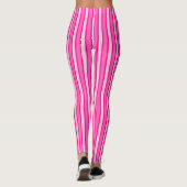 Fuchsia & Roze Streep Leggings met Aangepaste Teks (Achterkant)