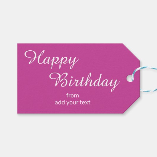 Fuchsia Roze Verjaardagscadeau Labels Cadeaulabel (Voorkant (Horizontaal))