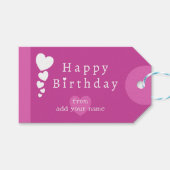Fuchsia Roze Verjaardagsharten Cadeau Labels Cadeaulabel (Voorkant (Horizontaal))