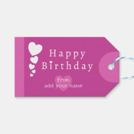 Fuchsia Roze Verjaardagsharten Cadeau Labels Cadeaulabel