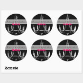 Fuchsia Roze Vintage Kroonluchters Trouwstickers Ronde Sticker (Vel)