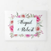 Fuchsia roze waterverf bloemenbruiloft drieluik uitnodiging (Cover)