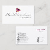 fuchsia roze waterverf bloemenvisitekaartjes visitekaartje (Voorkant / Achterkant)