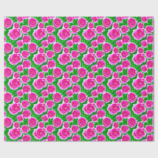Fuchsia Roze Waterverf Rozen Cadeaupapier (Vlak)