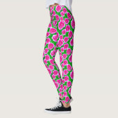 Fuchsia Roze Waterverf Rozen Leggings (Links)