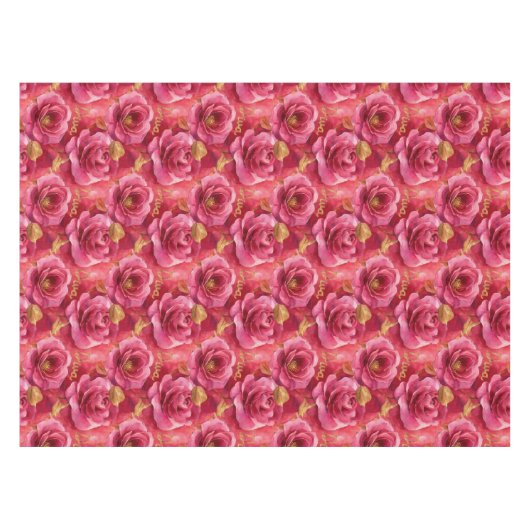 Fuchsia roze Waterverf Rozen met gouden diva Tafelkleed (Voorkant (Horizontaal))
