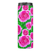 Fuchsia Roze Waterverf Rozen Thermosbeker (Achterkant)