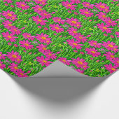 Fuchsia Roze Wildbloemen in een veld Cadeaupapier (Hoek)