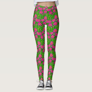 Fuchsia Roze Wildbloemen in een veld Leggings