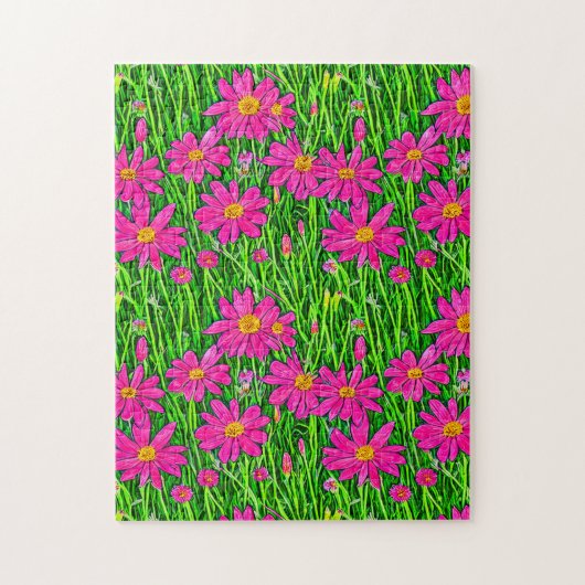 Fuchsia Roze Wildbloemen in een veld Legpuzzel (Verticaal)
