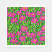 Fuchsia Roze Wildbloemen in een veld Servet (Voorkant)