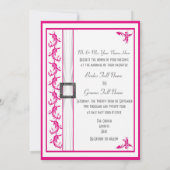 Fuchsia roze wit traditionele bruiloft kaart (Achterkant)