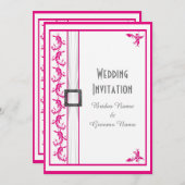 Fuchsia roze wit traditionele bruiloft kaart (Voorkant / Achterkant)