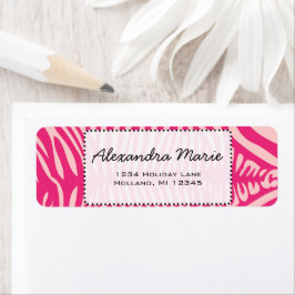 Fuchsia & Roze Zebra Achtergrondkleur Etiket
