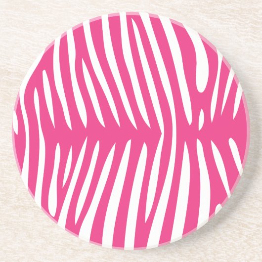 Fuchsia & Roze Zebra Achtergrondkleur Zandsteen Onderzetter (Voorkant)