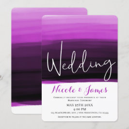 Fuchsia Roze Zwarte Waterverf Moderne Glamour Brui Kaart