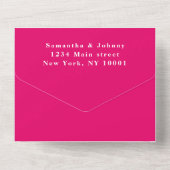 Fuchsia RSVP Eenvoudige Roze Chic Trendy Trouwfees All In One Uitnodiging (Achterkant)