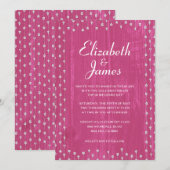 Fuchsia Rustic Barn Wood Wedding Invitations Kaart (Voorkant / Achterkant)