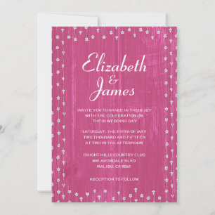 Fuchsia Rustic Barn Wood Wedding Invitations Kaart