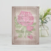 Fuchsia Rustic Floral Bridal Shower Invitations Kaart (Staand voorkant)