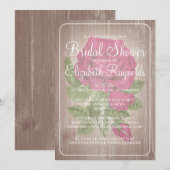 Fuchsia Rustic Floral Bridal Shower Invitations Kaart (Voorkant / Achterkant)