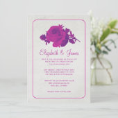 Fuchsia Rustic Floral/Flower Wedding Invitations Kaart (Staand voorkant)