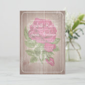 Fuchsia Rustic Floral Wedding Invitations Kaart (Staand voorkant)